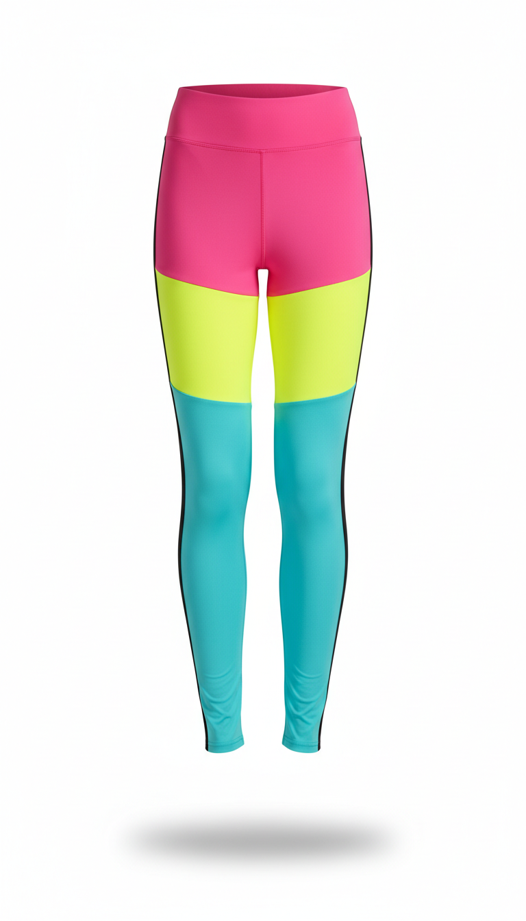 Neon Lemon Color-Blocked High-Rise Leggings
