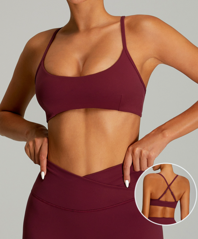 Summer New Fitted Sports Bra for Women, Cross Back Design, Yoga Wear, Bare Skin Feel, Shockproof Running, Wearable Outdoor Workout Bra