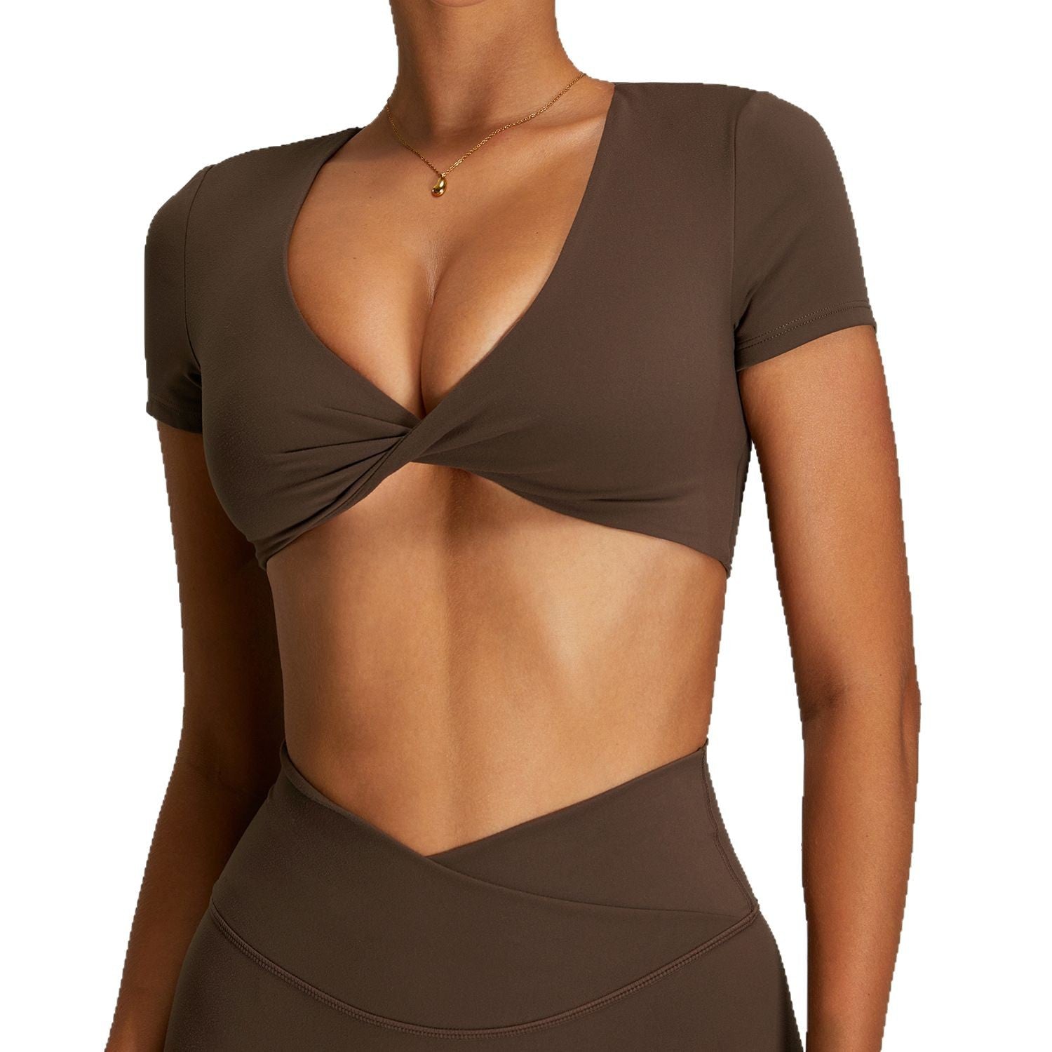 Sexy Backless Yoga Short Sleeve Women's Skin-Tight Fitness Workout T-Shirt Quick-Dry Wearable Yoga Top